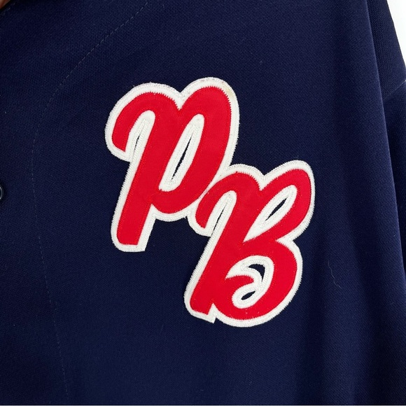 VINTAGE MAJESTIC Baseball Fan Jersey MLB Button Front Red Navy Blue Streetwear - Picture 6 of 8